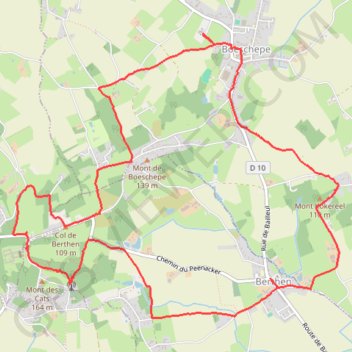 Itinéraire Mont des Cats, distance, dénivelé, altitude, carte, profil, trace GPS