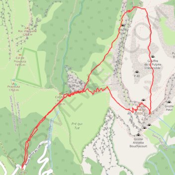 Itinéraire Chartreuse - Dent de Crolles depuis de col du coq retour en boucle par le trou du Glaz, distance, dénivelé, altitude, carte, profil, trace GPS