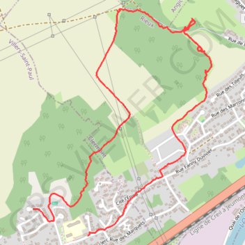 Itinéraire Villers - Rieux, distance, dénivelé, altitude, carte, profil, trace GPS