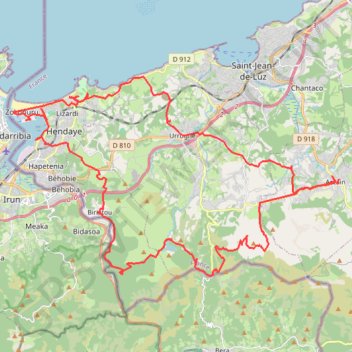 Itinéraire Ascain - Hendaye, distance, dénivelé, altitude, carte, profil, trace GPS