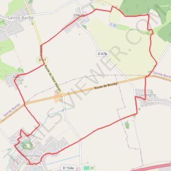 Itinéraire Retonfey - Glatigny - Cheuby - Gras, distance, dénivelé, altitude, carte, profil, trace GPS