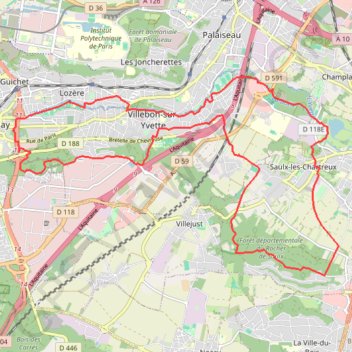 Itinéraire Orsay, distance, dénivelé, altitude, carte, profil, trace GPS