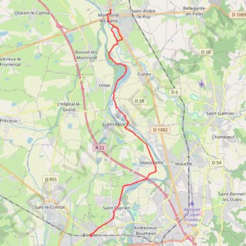 Itinéraire Etape 3 Bonson Montrond les bains, distance, dénivelé, altitude, carte, profil, trace GPS