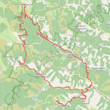 Itinéraire Circuit des églises romanes - Saint-André-de-Valborgne, distance, dénivelé, altitude, carte, profil, trace GPS