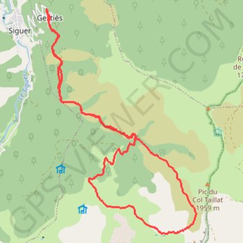 Itinéraire Daniel Siguer Gesties Pic du Col Taillat, distance, dénivelé, altitude, carte, profil, trace GPS