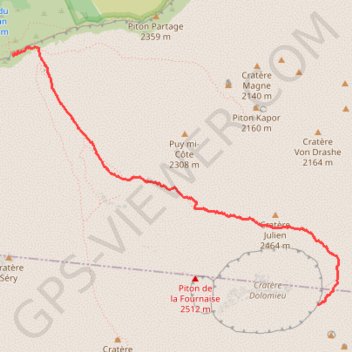 Itinéraire Piton de La Fournaise, distance, dénivelé, altitude, carte, profil, trace GPS