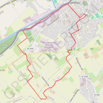 Itinéraire Le circuit des tilleuls (Comines), distance, dénivelé, altitude, carte, profil, trace GPS