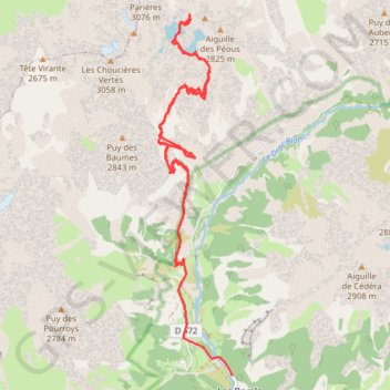 Itinéraire Lacs de Crupillouse, distance, dénivelé, altitude, carte, profil, trace GPS