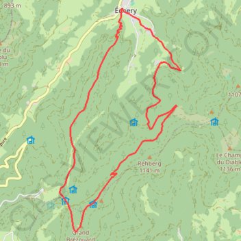 Itinéraire Grand Brezouard - Alsace - France, distance, dénivelé, altitude, carte, profil, trace GPS