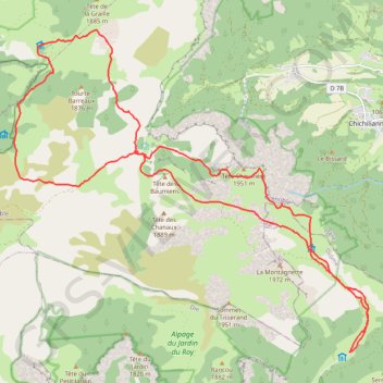 Itinéraire Combau - Chaumailloux par Tête Chevalière - Pré Peyret par Peyre Rouge - Chaumailloux par col du Pison - Combau par Pas de la Chevrerie, distance, dénivelé, altitude, carte, profil, trace GPS