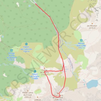 Itinéraire Petite Lance de Domène, distance, dénivelé, altitude, carte, profil, trace GPS