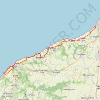 Itinéraire Seine Maritime - De Fécamp à Etretat, distance, dénivelé, altitude, carte, profil, trace GPS