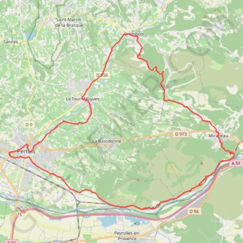 Itinéraire Grambois - Pertuis - Bords de Durance, distance, dénivelé, altitude, carte, profil, trace GPS