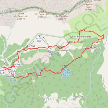 Itinéraire Tour des Ayères, distance, dénivelé, altitude, carte, profil, trace GPS