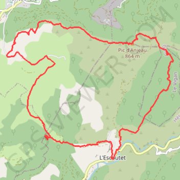 Itinéraire Gorges et Forêt de la Vis - Gorniès - Caucanas - Rocher de la Tude - Pic et et grotte d'Anjeau, distance, dénivelé, altitude, carte, profil, trace GPS