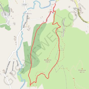 Itinéraire PLRV1059-StMartinArberoueStEsteben-Belekarre, distance, dénivelé, altitude, carte, profil, trace GPS