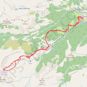 Itinéraire Cimetta Rossa, distance, dénivelé, altitude, carte, profil, trace GPS