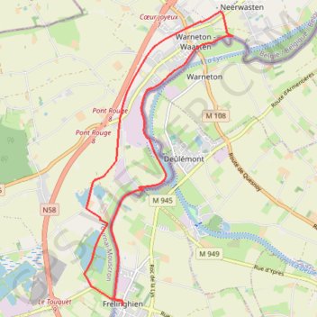Itinéraire À l'ombre de la cathédrale de la Lys - Frelinghien, distance, dénivelé, altitude, carte, profil, trace GPS