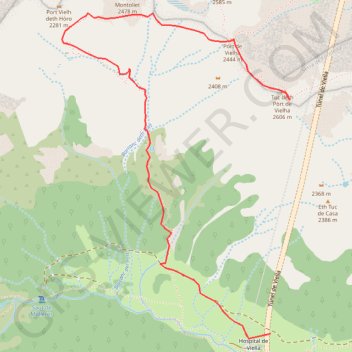Itinéraire Tuc deth Pòrt de Vielha, distance, dénivelé, altitude, carte, profil, trace GPS