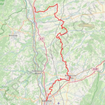 Itinéraire GR422 Sur les pas de Charles IX. De Roussillon (Isère) à Valence (Drôme), distance, dénivelé, altitude, carte, profil, trace GPS