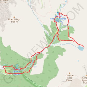 Itinéraire Boréon - Refuge de Cougourde - Lac de Trécolpas, distance, dénivelé, altitude, carte, profil, trace GPS