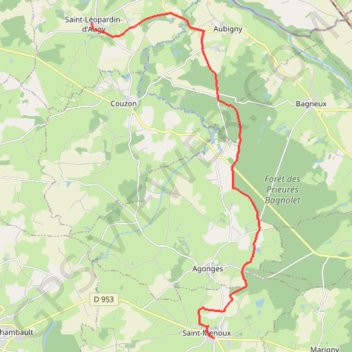 Itinéraire GR300 entre Saint-Menoux et Saint-Léopardin d'Augy, distance, dénivelé, altitude, carte, profil, trace GPS