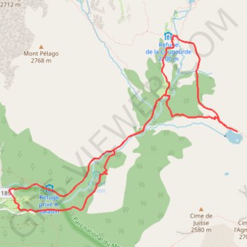 Itinéraire Le refuge de Cougourde et le lac de Trécolpas, distance, dénivelé, altitude, carte, profil, trace GPS