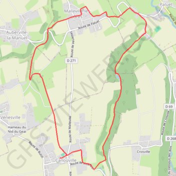 Itinéraire Le bois de Bascourt - Canouville, distance, dénivelé, altitude, carte, profil, trace GPS