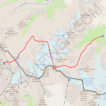 Itinéraire Otztal : Martin Busch - Bellavista, distance, dénivelé, altitude, carte, profil, trace GPS