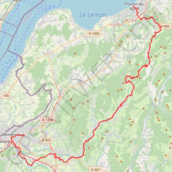 Itinéraire TH-GR J1 Thonon-Annem12-06-24-18769160, distance, dénivelé, altitude, carte, profil, trace GPS