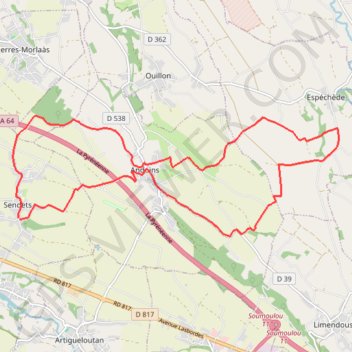 Itinéraire Circuit champêtre entre Sendets et Espéchède, distance, dénivelé, altitude, carte, profil, trace GPS