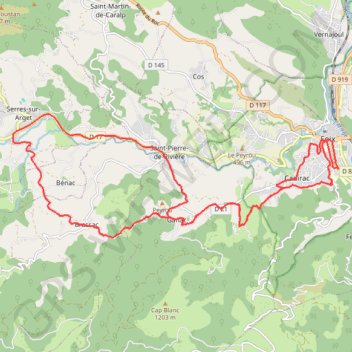 Itinéraire Ganac, distance, dénivelé, altitude, carte, profil, trace GPS