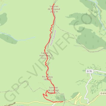 Itinéraire Sommet de Pouyaué, distance, dénivelé, altitude, carte, profil, trace GPS