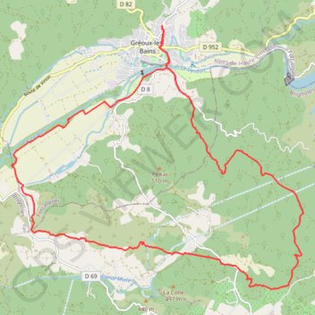Itinéraire Au-dessus de Gréoux-les-Bains, distance, dénivelé, altitude, carte, profil, trace GPS