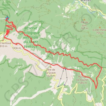 Itinéraire Ventoux, distance, dénivelé, altitude, carte, profil, trace GPS