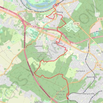 Itinéraire De Poissy à Saint-Nom-la-Bretèche, distance, dénivelé, altitude, carte, profil, trace GPS