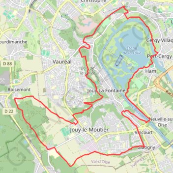 Itinéraire L'Hautil - Boisemont, distance, dénivelé, altitude, carte, profil, trace GPS