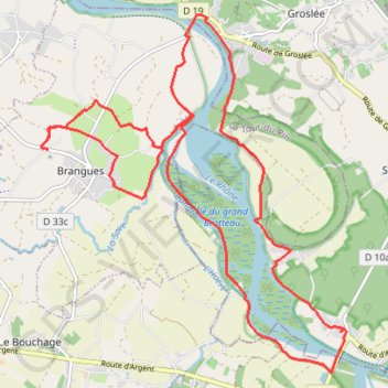 Itinéraire Le Rhône de Brangues, distance, dénivelé, altitude, carte, profil, trace GPS
