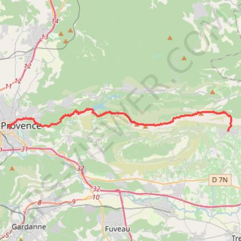 Itinéraire De Puyloubier à Aix en Provence, distance, dénivelé, altitude, carte, profil, trace GPS