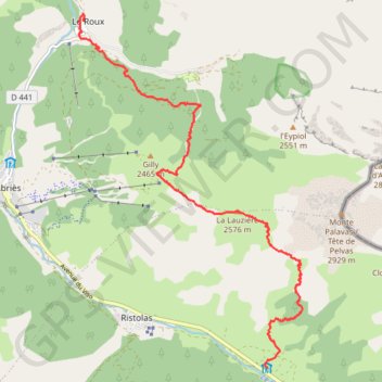 Itinéraire La Monta - Le Roux (Tour du Queyras), distance, dénivelé, altitude, carte, profil, trace GPS