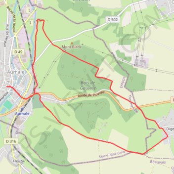 Itinéraire Le bois Robin - Aumale, distance, dénivelé, altitude, carte, profil, trace GPS