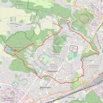 Itinéraire Élancourt (78 - Yvelines), distance, dénivelé, altitude, carte, profil, trace GPS