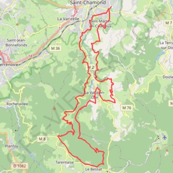 Itinéraire Saint-Chamond, distance, dénivelé, altitude, carte, profil, trace GPS
