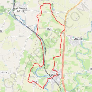 Itinéraire Chevaigné, distance, dénivelé, altitude, carte, profil, trace GPS