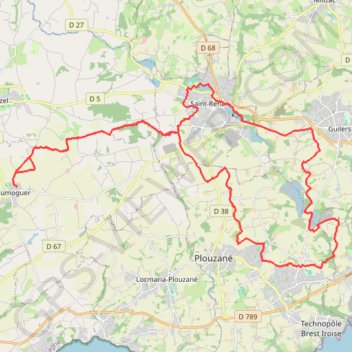 Itinéraire De Ploumoguer à Plouzané, distance, dénivelé, altitude, carte, profil, trace GPS