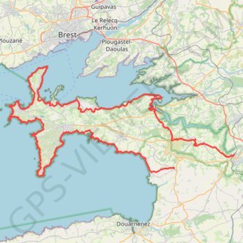 Itinéraire Tour de la presqu'île de Crozon, distance, dénivelé, altitude, carte, profil, trace GPS