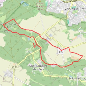 Itinéraire Port-Royal, distance, dénivelé, altitude, carte, profil, trace GPS