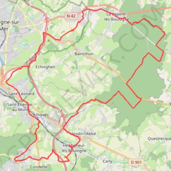 Itinéraire Autour de Boulogne-sur-Mer, distance, dénivelé, altitude, carte, profil, trace GPS