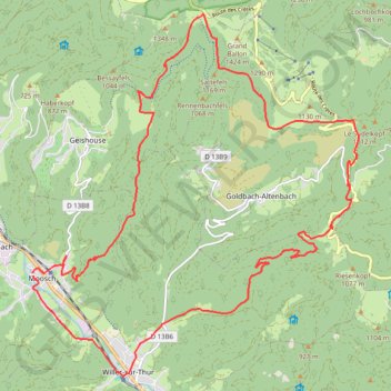 Itinéraire Moosch Col Amic, distance, dénivelé, altitude, carte, profil, trace GPS