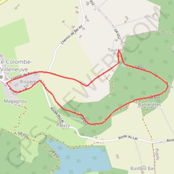 Itinéraire Sainte-Colombe-de-Villeneuve, balade sur un plateau - Pays de la vallée du Lot, distance, dénivelé, altitude, carte, profil, trace GPS